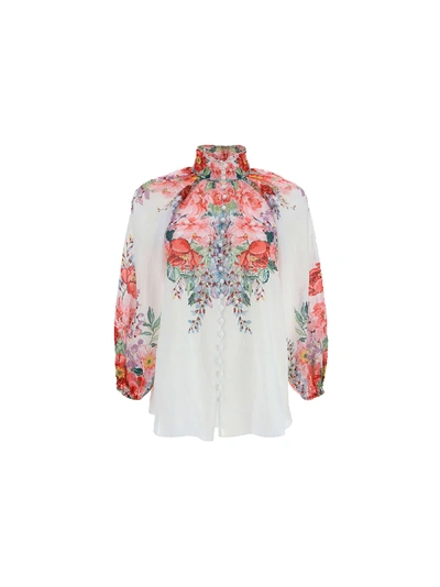 Shop Zimmermann Blouse In Ivory/floral