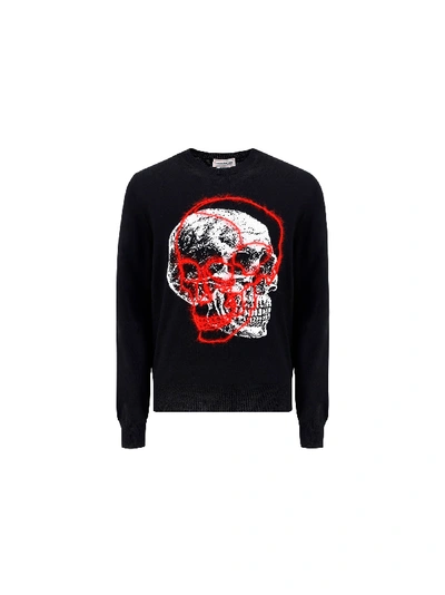 Shop Alexander Mcqueen Sweater In Black/ivory/red