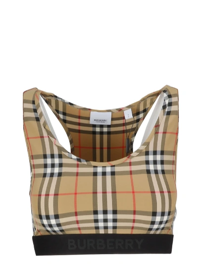 Shop Burberry Checked Cropped Tank Top