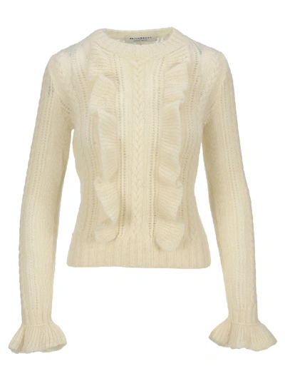 Shop Philosophy Di Lorenzo Serafini Philosophy Ruffled Detail Knit Sweater In Ivory