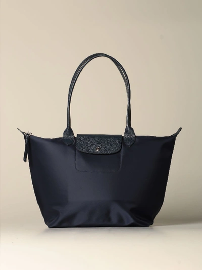 Shop Longchamp Bag In Nylon With Logo In Blue