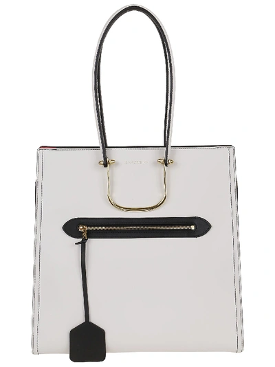 Shop Alexander Mcqueen The Tall Story Tote Bag In D.ivory Black Red