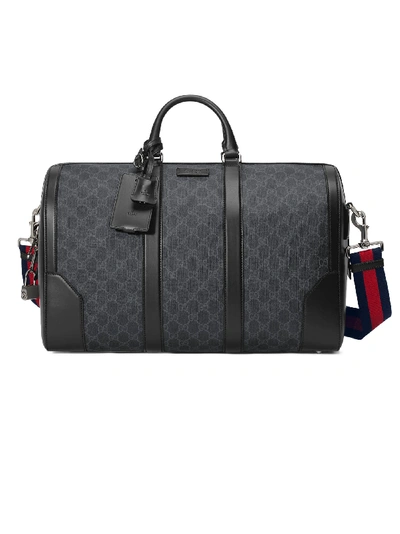 Shop Gucci Soft Black/grey Gg Supreme Carry-on Duffle In Nero