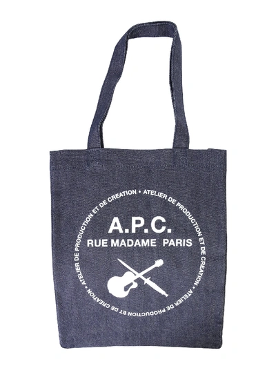 Shop Apc Guitare Tote Bag In Blu