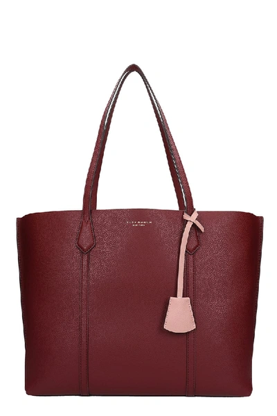 Shop Tory Burch Perry Triple Tote In Bordeaux Leather