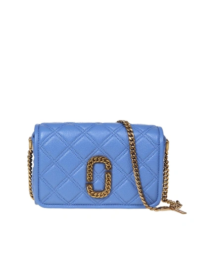 Shop Marc Jacobs State Quilted Hammered Leather Shoulder Bag In Blue