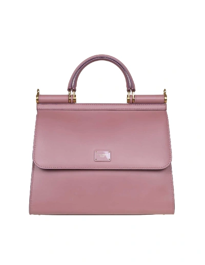 Shop Dolce & Gabbana Sicily Bag 58 Small In Calf Leather In Pink