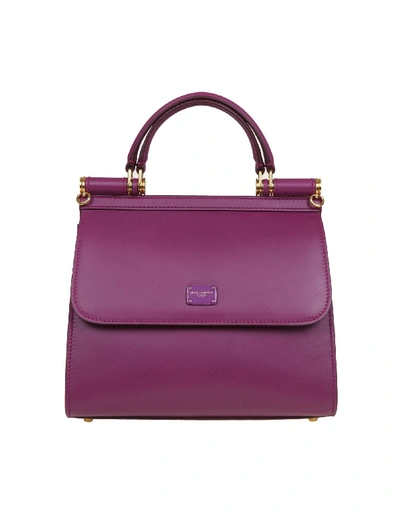 Shop Dolce & Gabbana Sicily Bag 58 Small In Calf Leather In Plum