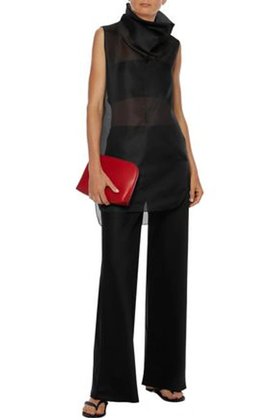 Mora Silk organza Turtleneck Top In Black