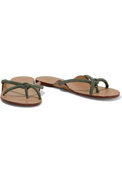 Shop The Row Hawaii Knotted Suede Sandals In Sage Green