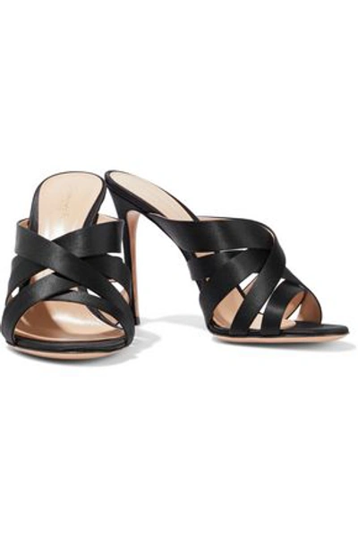 Shop Gianvito Rossi Gene 100 Silk-satin Mules In Black