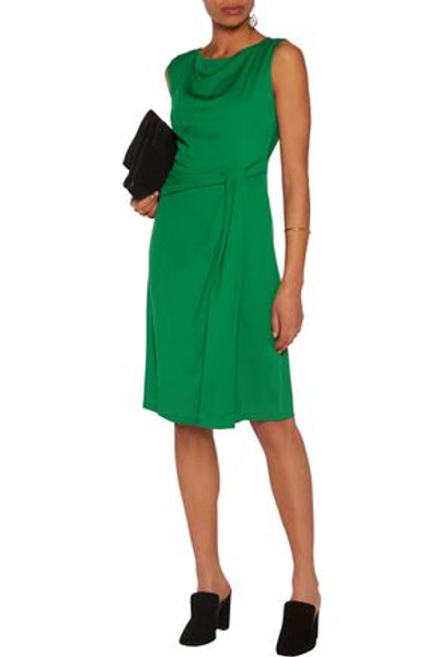 Shop Diane Von Furstenberg Aveline Pleated Silk-blend Dress In Green