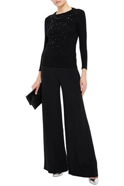 Shop Carolina Herrera Silk-cady Wide-leg Pants In Black