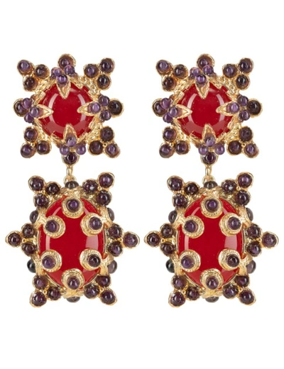 Shop Christie Nicolaides Lucia Earrings Red & Amethyst