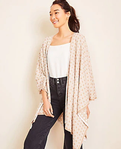 Shop Ann Taylor Basketweave Open Poncho In Feather
