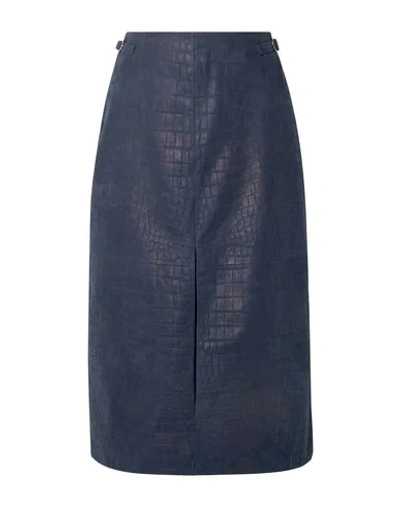 Shop Gabriela Hearst Woman Midi Skirt Midnight Blue Size 8 Calfskin