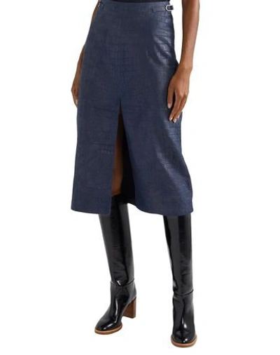 Shop Gabriela Hearst Woman Midi Skirt Midnight Blue Size 8 Calfskin