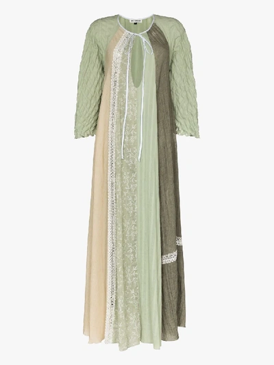 Shop Masterpeace Panelled Lace Maxi Dress In Green