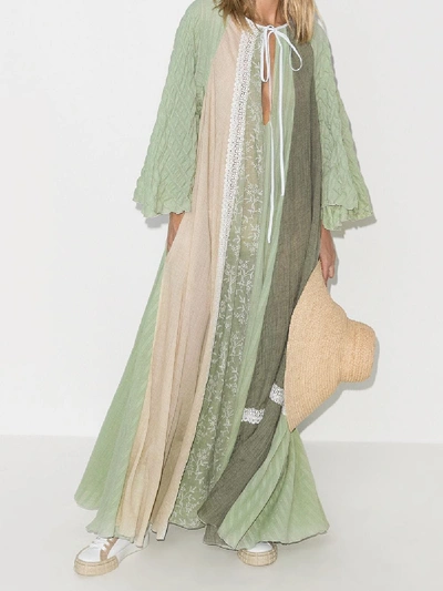 Shop Masterpeace Panelled Lace Maxi Dress In Green