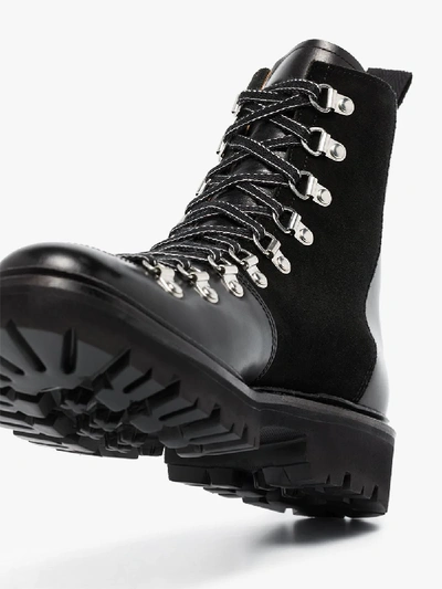 Shop Grenson Black Nanette Leather Hiking Boots