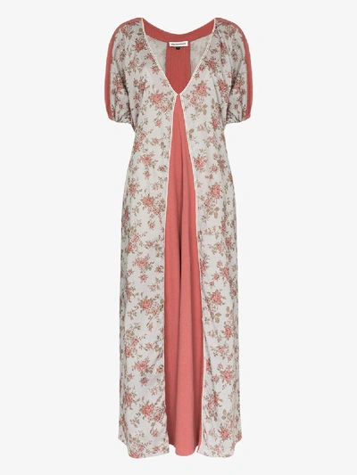 Shop Masterpeace Red Floral Print Panelled Maxi Dress