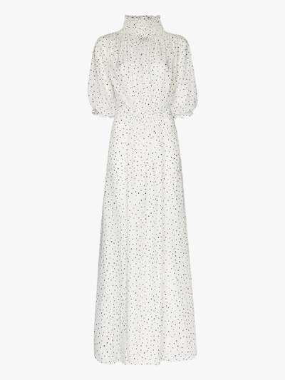 Shop Masterpeace Polka Dot High Neck Maxi Dress In White