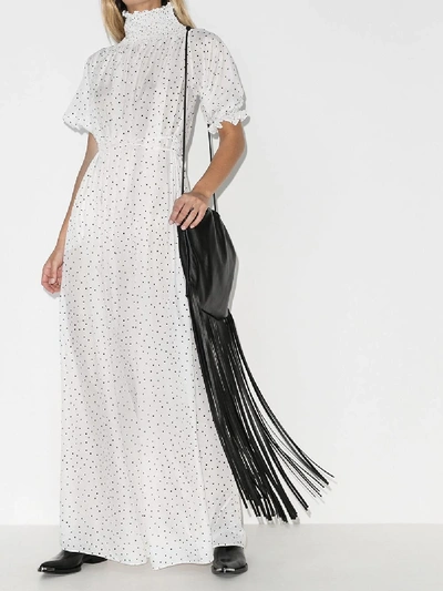 Shop Masterpeace Polka Dot High Neck Maxi Dress In White