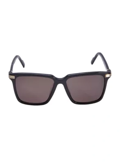 Shop Cartier Men's 56mm Rectangular Sunglasses In Black