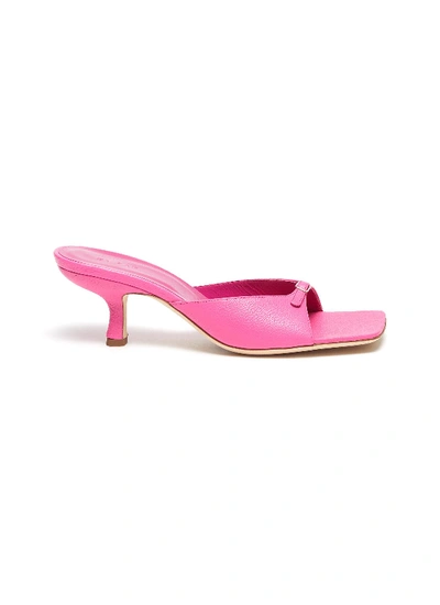 Shop By Far Erin Buckle Band Square Toe Mules In Pink