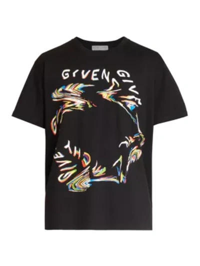 Shop Givenchy Glitch Logo Regular-fit T-shirt In Black