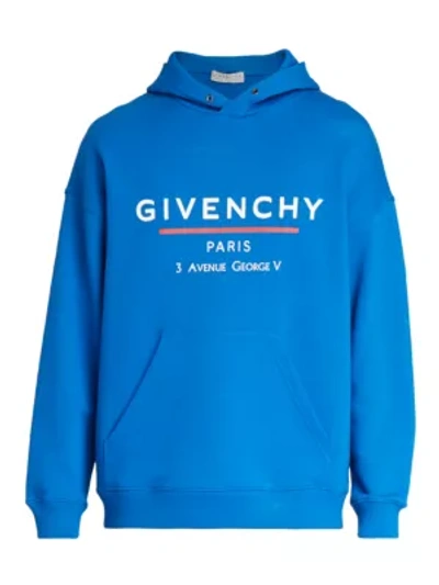 Shop Givenchy Sporty Regular-fit Paris Hoodie In Ocean Blue