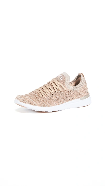 Shop Apl Athletic Propulsion Labs Techloom Wave Sneakers In Rose Gold/white