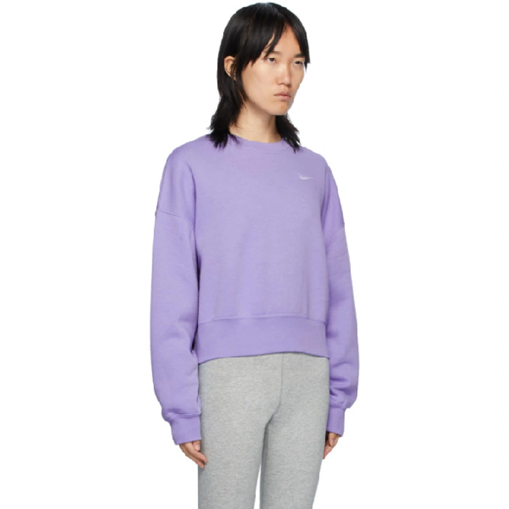 Nike Mini Swoosh Oversized Cropped Purple Sweatshirt In 569 Light ModeSens