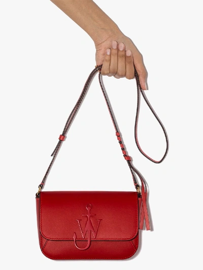 Shop Jw Anderson Red Anchor Braided Leather Shoulder Bag