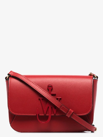 Shop Jw Anderson Red Anchor Braided Leather Shoulder Bag