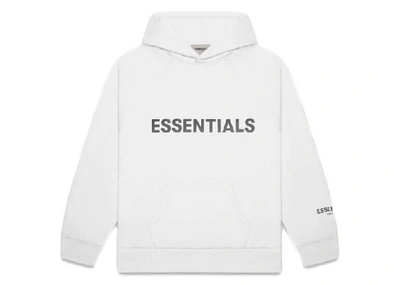 Pre-owned Fear Of God  Essentials Pullover Hoodie Applique Logo White