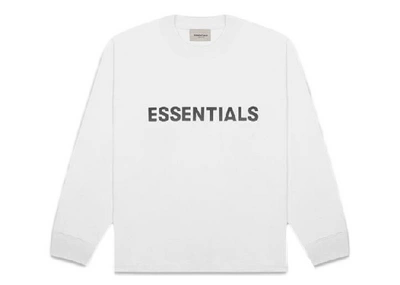 Pre-owned Fear Of God  Essentials Boxy Long Sleeve T-shirt Applique Logo White