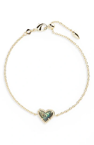 Shop Kendra Scott Ari Heart Charm Bracelet In Abalone Shell
