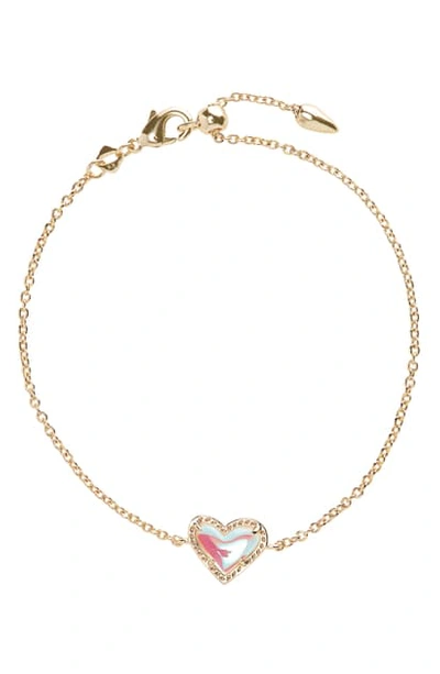 Shop Kendra Scott Ari Heart Charm Bracelet In Dichroic Glass