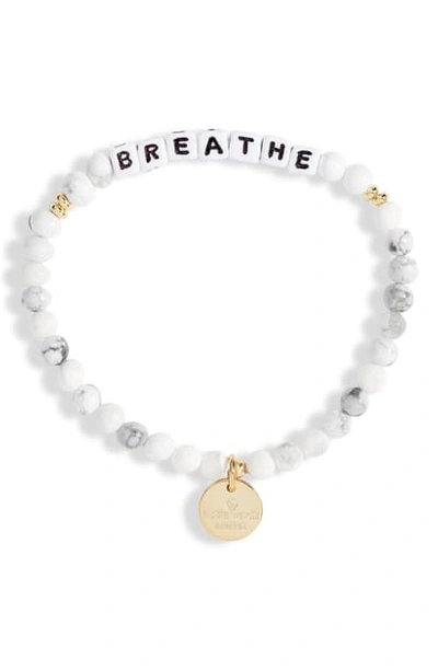 Shop Little Words Project Breathe Beaded Stretch Bracelet In White/ White