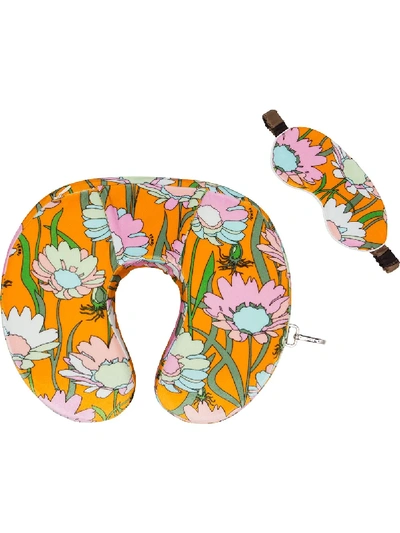 Shop Fendi Travel Neck Pillow And Sleeping Mask In Yellow