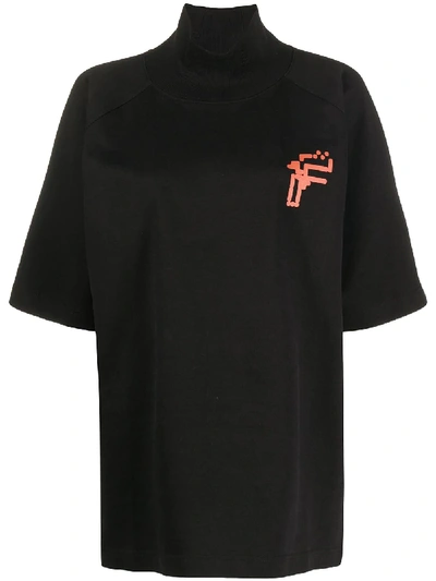 Shop Fenty Oversized High-neck Printed T-shirt In Black