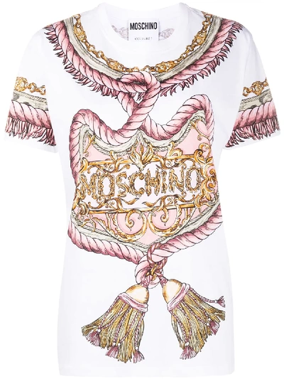 Shop Moschino Rope Print T-shirt In White