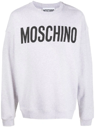 Shop Moschino Logo Print Sweatshirt In Grey
