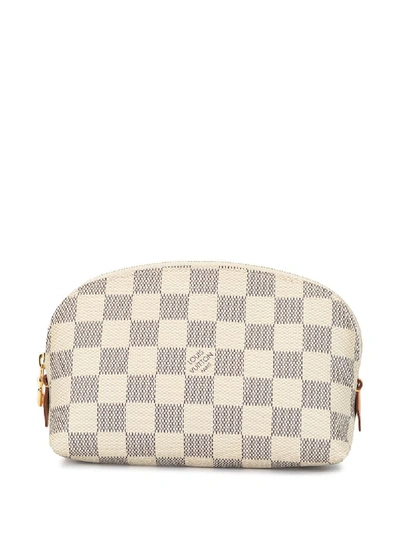 Pre-owned Louis Vuitton  Damier Makeup Pouch In White