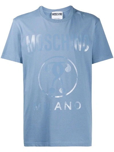 Shop Moschino Double Question Mark Print T-shirt In Blue