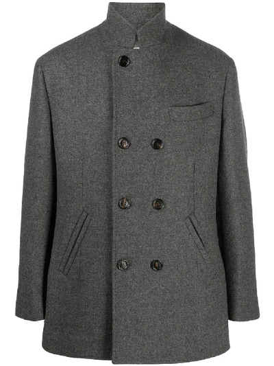 Shop Brunello Cucinelli Tailored Peacoat In Grey