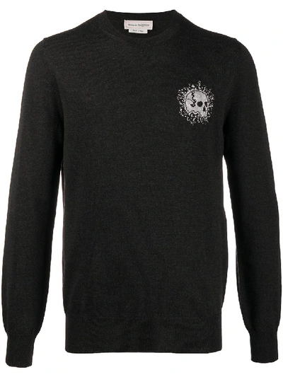 Shop Alexander Mcqueen Exploded Mini Skull Jumper In Grey