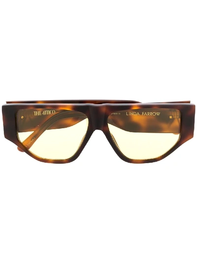 Shop Linda Farrow Geometric Frame Sunglasses In Brown