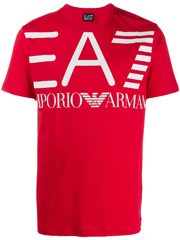 Ea7 Emporio Armani Logo Print T-shirt In Red | ModeSens